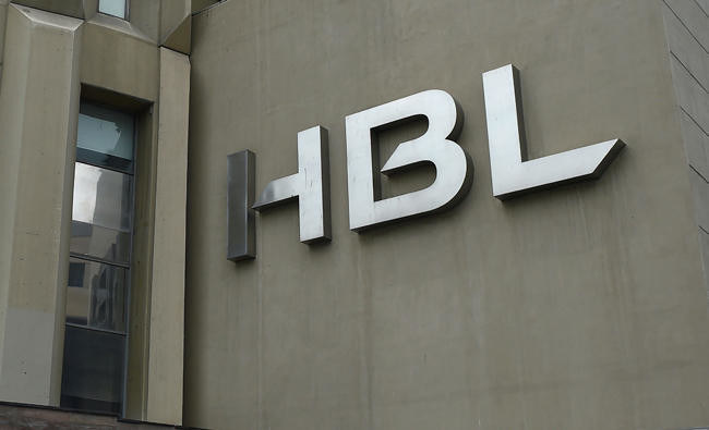 In this file photo, the logo of Habib Bank Limited (HBL) is pictured on the side of its building in Pakistan's port city of Karachi on August 29, 2017. (AFP)