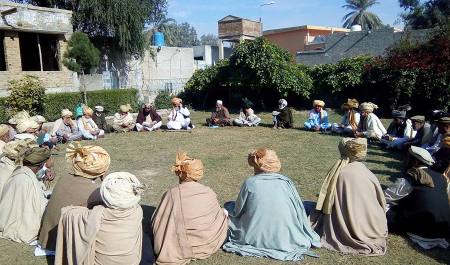 Tribal elders participate in a jirga session in Tank, South Waziristan tribal district, on Dec. 15, 2019. (Photo courtesy: Tank Jirga)