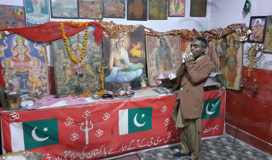 An area of the Valmiki temple which houses all the idols. In Lahore, only five families remain who follow the Valmiki faith, and small groups of no more than 20 people gather at the temple to practice their rituals every Tuesday. (AN photo via Malik Shafiq)