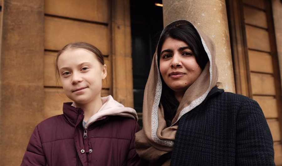The world’s youngest Nobel Laureate, Malala Yousafzai, and one of the most recognizable climate change activists, Greta Thunberg, met on 25th Feb, 2020 at Oxford University. (Photo Courtesy: Greta Thunberg Twitter Account)