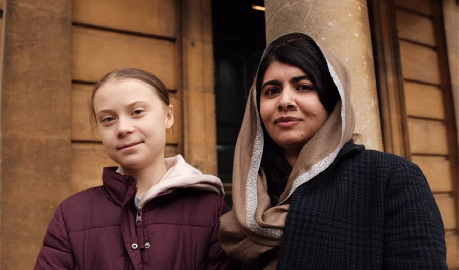 The world’s youngest Nobel Laureate, Malala Yousafzai, and one of the most recognizable climate change activists, Greta Thunberg, met on 25th Feb, 2020 at Oxford University. (Photo Courtesy: Greta Thunberg Twitter Account)