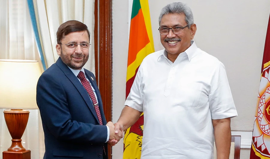 Pakistan’s new High Commissioner to Sri Lanka Maj. Gen. (r) Muhammad Saad Khattak met with Sri Lankan President Gotabaya Rajapaksa in Colombo on February 25, 2020. (Courtesy: Pakistan High Commission)