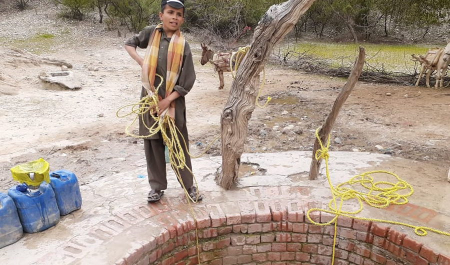 The only well left for Dorray Algad Banda residents in Karak district is already 36 meters deep. Villagers fear it will soon run dry. Photo taken on March 10, 2020. (AN photo)