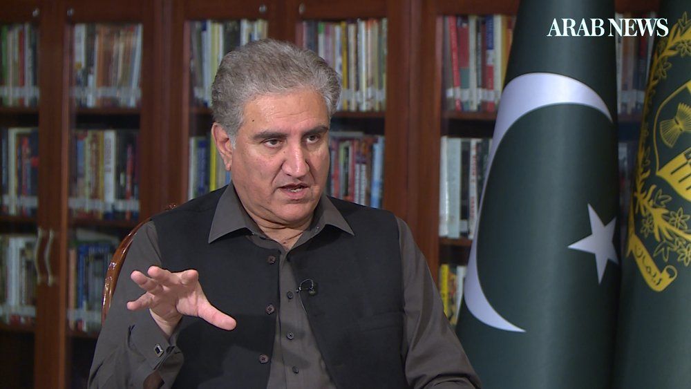 Foreign Minister Shah Mehmood Qureshi during an interview with Arab News at the Ministry of Foreign Affairs in Islamabad on Sunday, March 01, 2020.(AN photo)