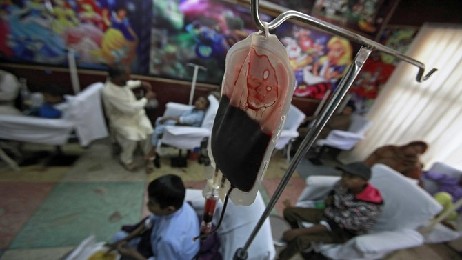 In this file photo, children suffering from Thalassaemia undergo a blood transfusion process at a blood donation center in Lahore on Dec. 5, 2014. (REUTERS)