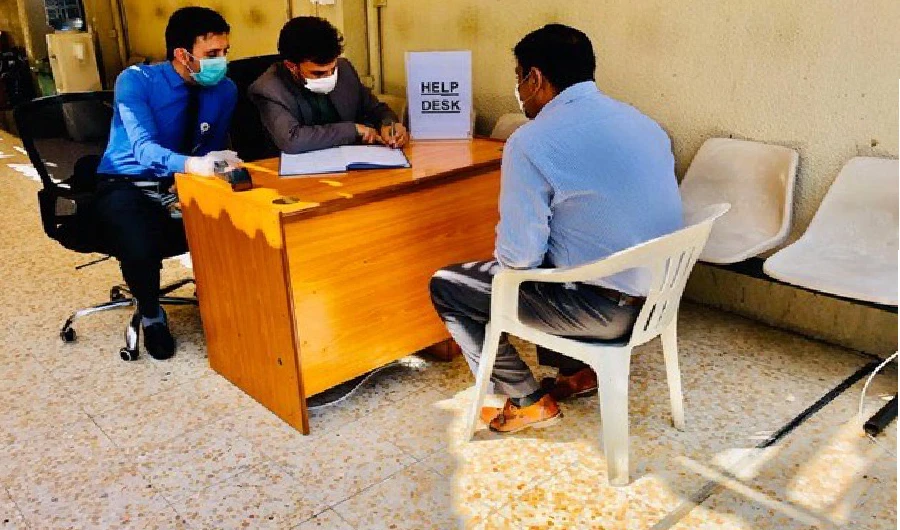 Help desk set up at the Pakistan Consulate in Dubai to help people who help those whose visit/work visas have expired. (Photo Courtesy: Pakistan Consulate in Dubai)