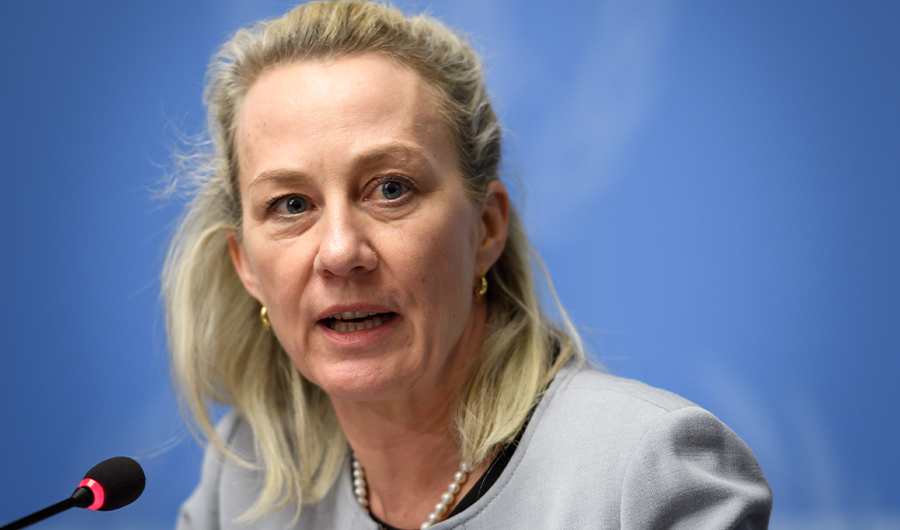 Deputy Assistant US Secretary of State for South and Central Asian Affairs Alice Wells attends a press conference during the UN Conference on Afghanistan on November 27, 2018 in Geneva. (AFP)