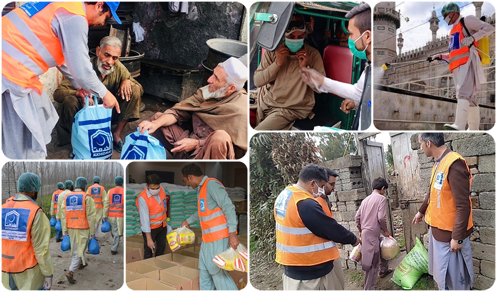 The collage shows Alkhidmat Foundation volunteers at work. (Photos by Alkhidmat Foundation)