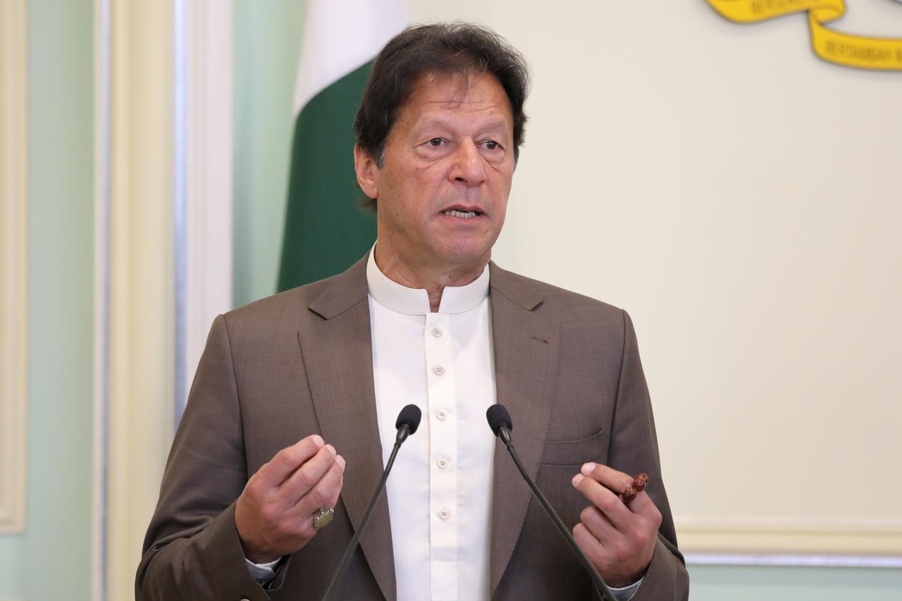 Pakistan's Prime Minister Imran Khan speaks during a joint news conference with Malaysia's Prime Minister Mahathir Mohamad (not pictured) in Putrajaya, Malaysia, February 4, 2020. (Reuters)