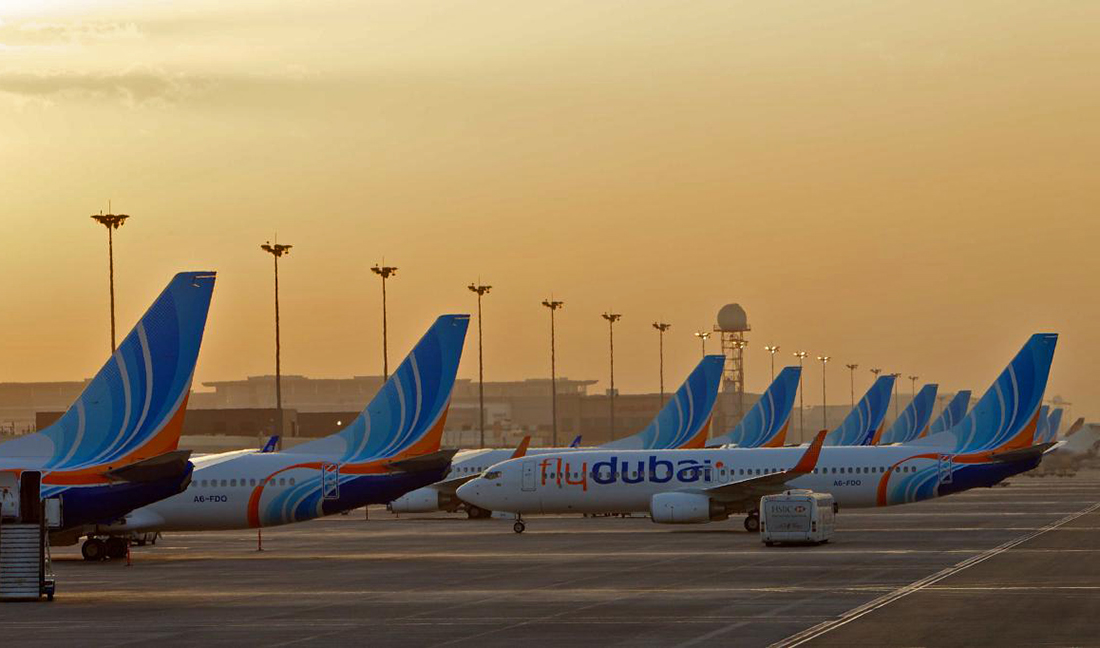 This undated file photo shows FlyDubai aircraft parked at Dubai airport. (Photro courtesy: FlyDubai)