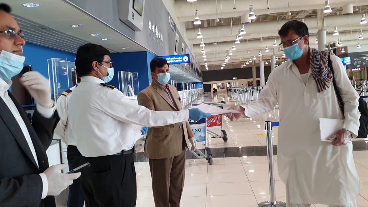 A special PIA flight carrying 227 passengers from UAE departed for Islamabad on 18th April,2020. (Photo courtesy: Ministry of Overseas Pakistanis and Human Resource Development Twitter account)