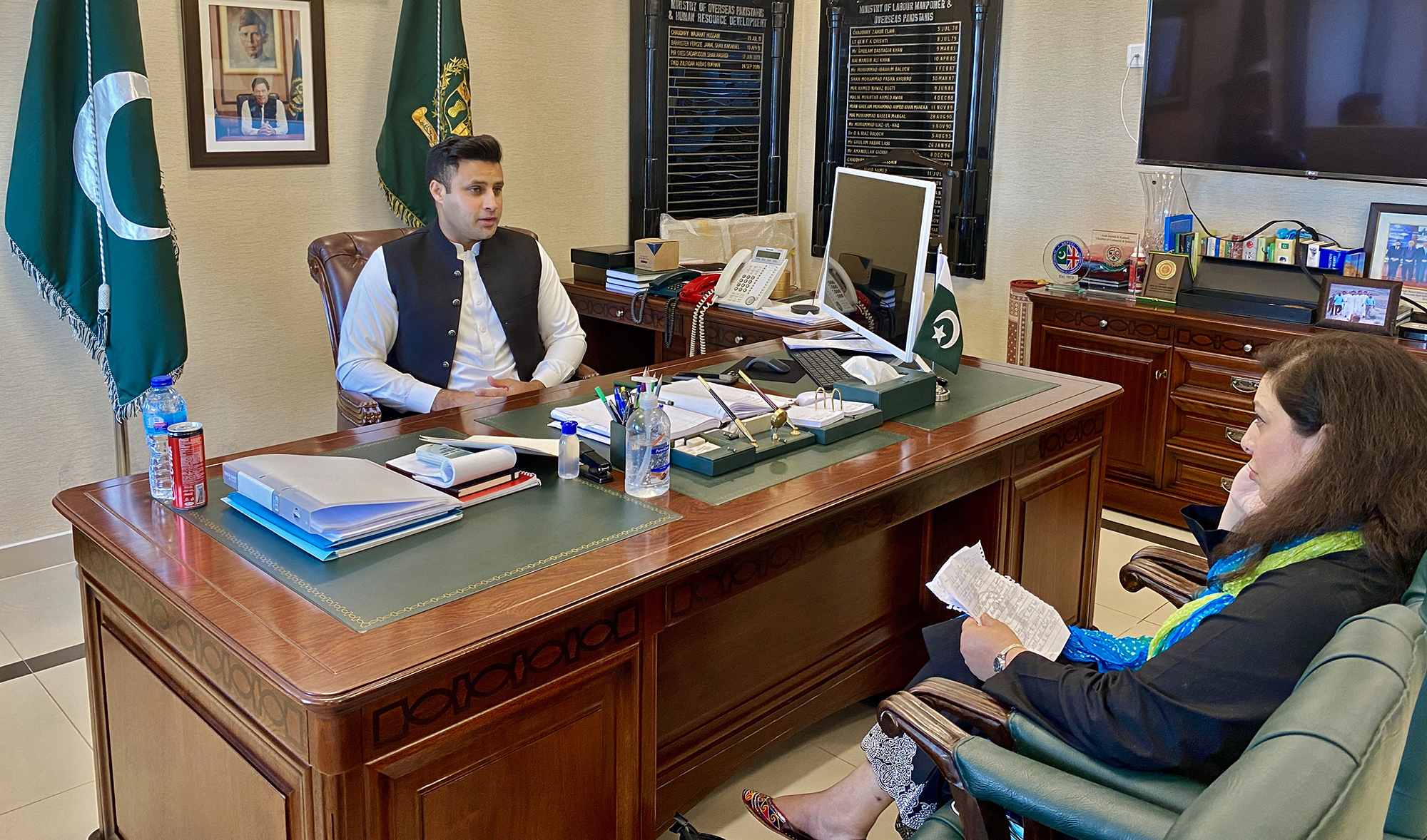 Special Assistant to Prime Minister on Overseas Pakistanis Sayed Zulfikar Abbas Bukhari gives an exclusive interview to Arab News in Islamabad on April 24, 2020. (AN photo)