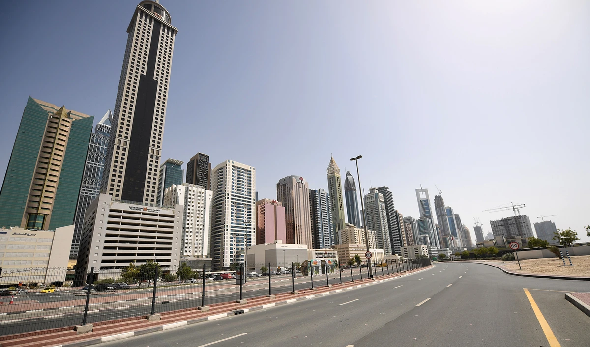 Dubai's Sheikh Zayed road is deserted during a curfew imposed by the authorities in a bid to slow down the spread of the novel coronavirus in the Emirati city on April 5, 2020. (AFP)