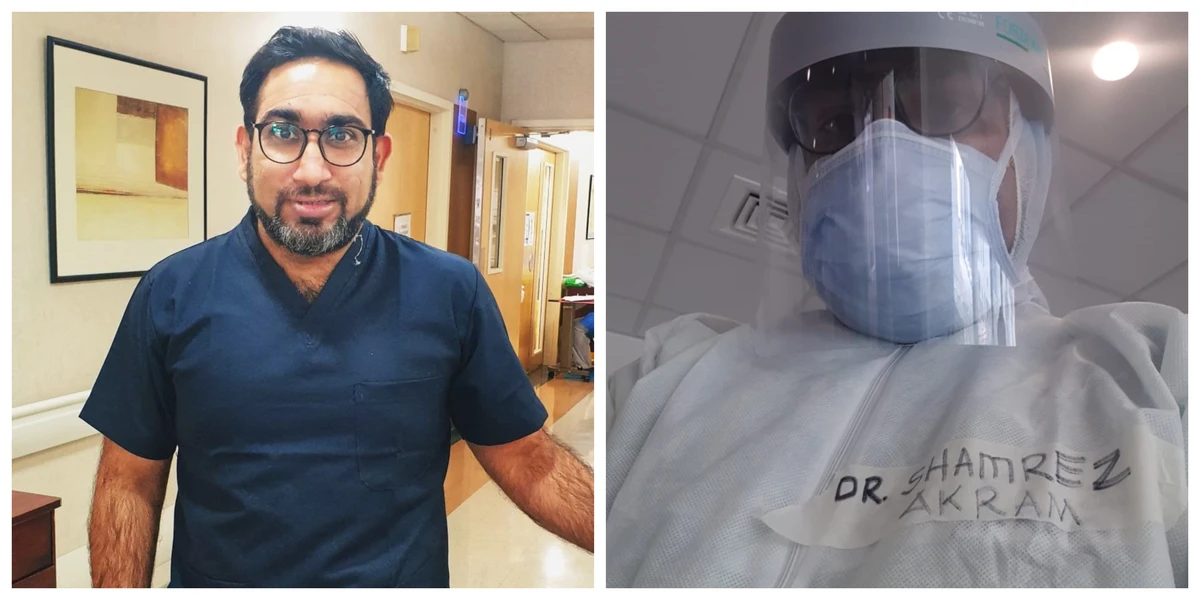 Dr Shamrez Akram, an internal medicine specialist and a front line worker in the fight against COVID-19, can be seen at work in Dubai on April 30, 2020. (Photo courtesy: Dr Shamrez Akram)