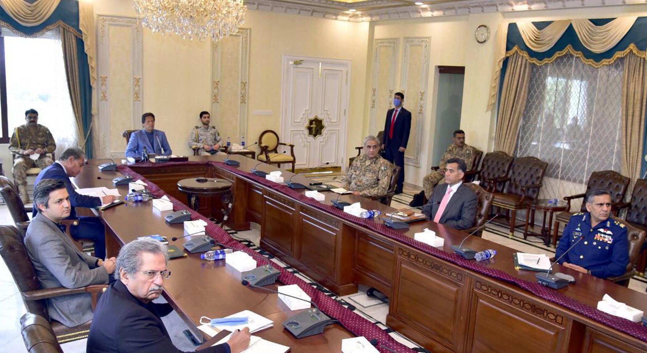 Prime Minister Imran Khan chairs meeting of the National Coordination Committee on COVID-19 at Islamabad on 1st April, 2020. (PID Photo)