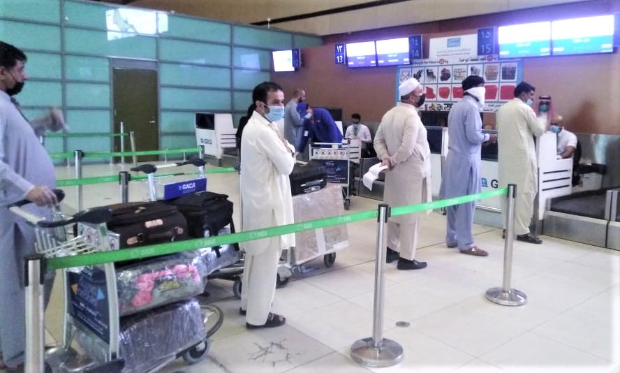 A special PIA flight carrying 250 Pakistani expats departed Jeddah for Lahore on May 1, 2020. (Photo courtesy: Pakistan Consulate General in Jeddah)