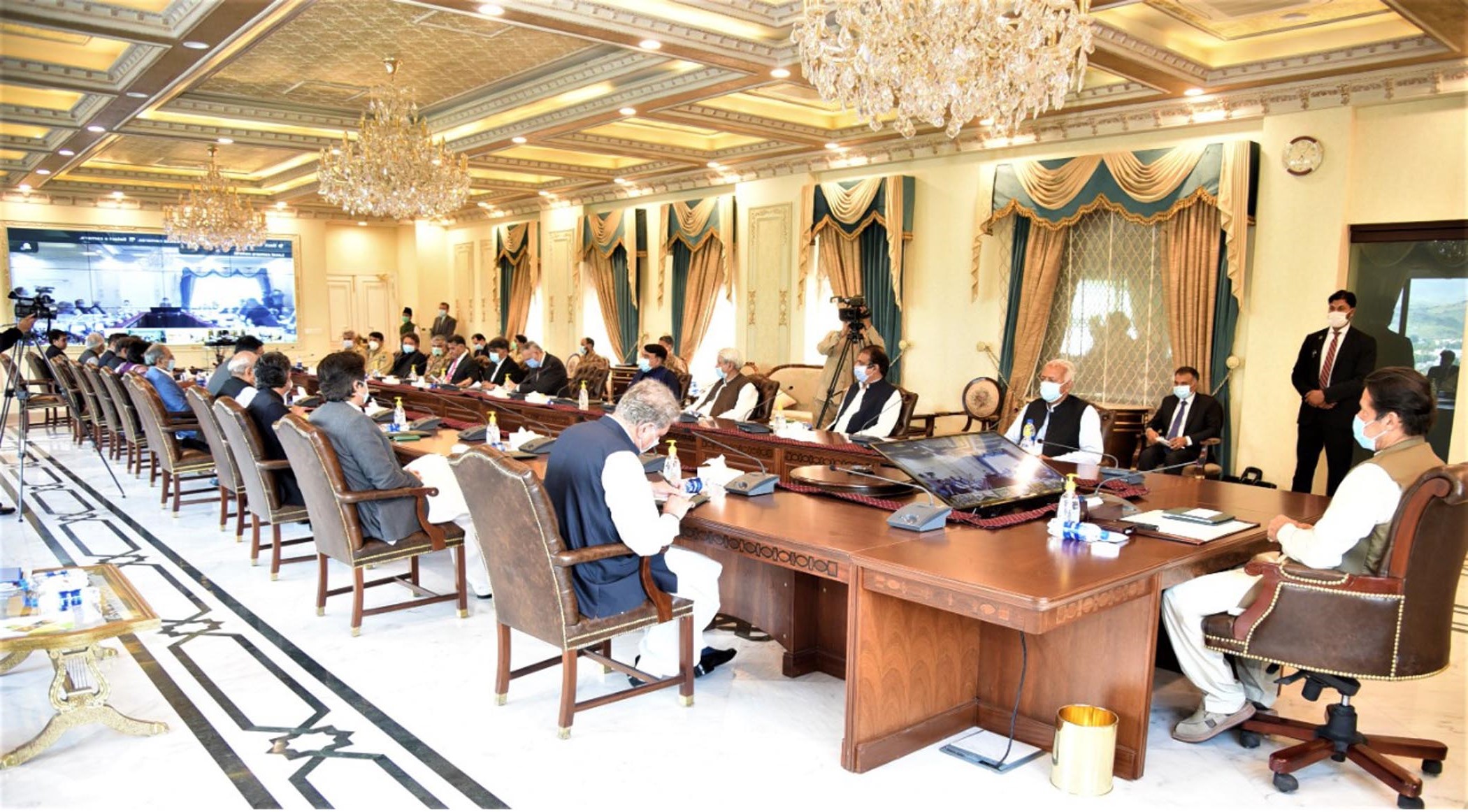 Prime Minister Imran Khan chairs a meeting of the National Coordination Committee for COVID-19 in Islamabad on June 1, 2020. (PID)