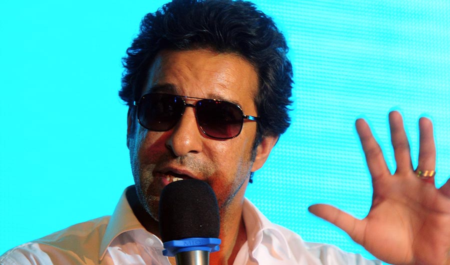 Former Pakistan cricket captain and legendary paceman Wasim Akram speaks during a diabetic awareness programme event in Karachi on March 11, 2014. (AFP)