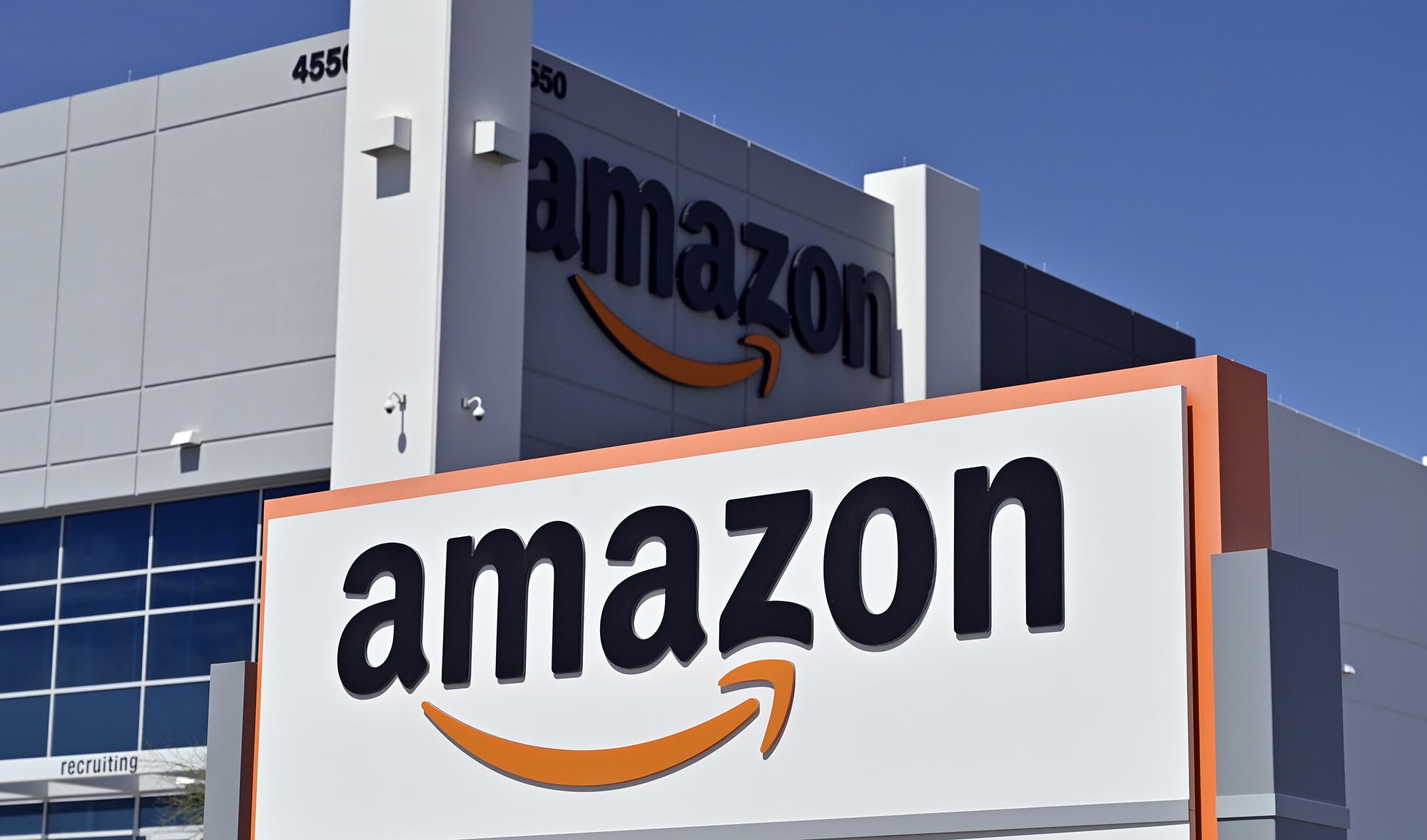 This file photo captured on April 25, 2020 shows an Amazon distribution center in North Las Vegas, Nevada. (AFP)