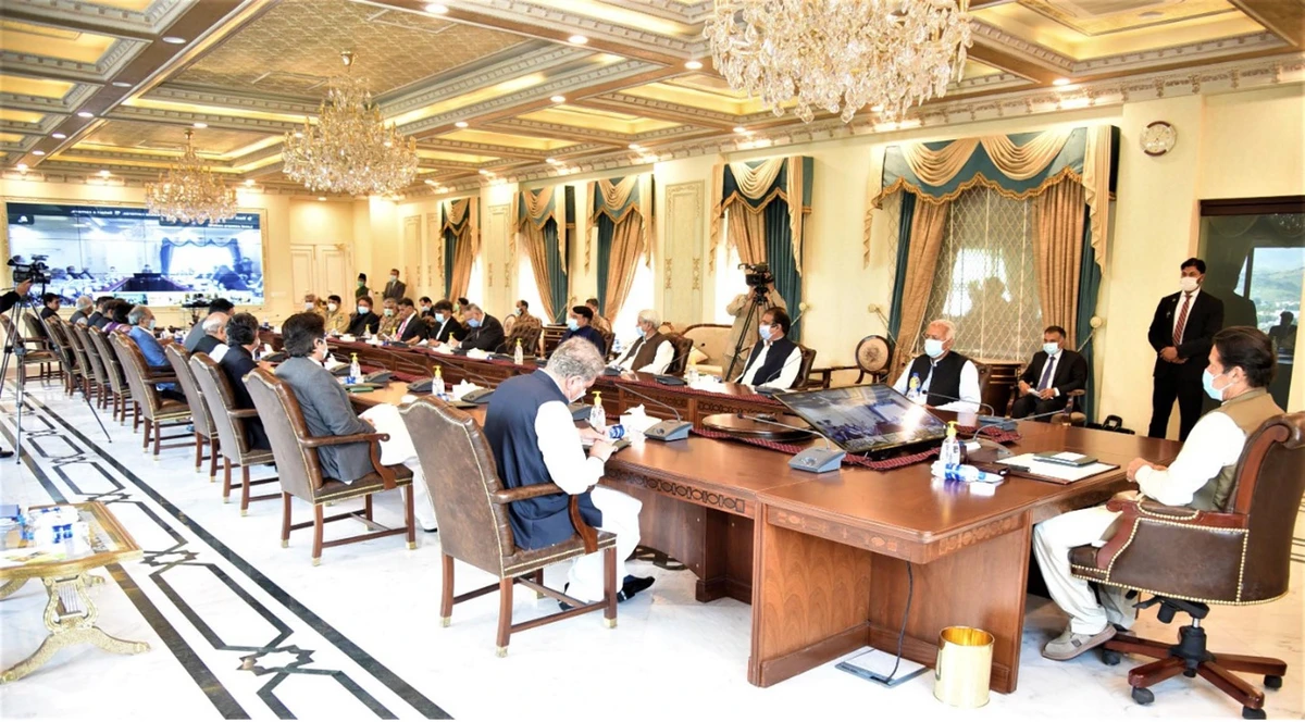 Prime Minister Imran Khan chairs a meeting of the National Coordination Committee for COVID-19 in Islamabad on June 1, 2020. (PID)