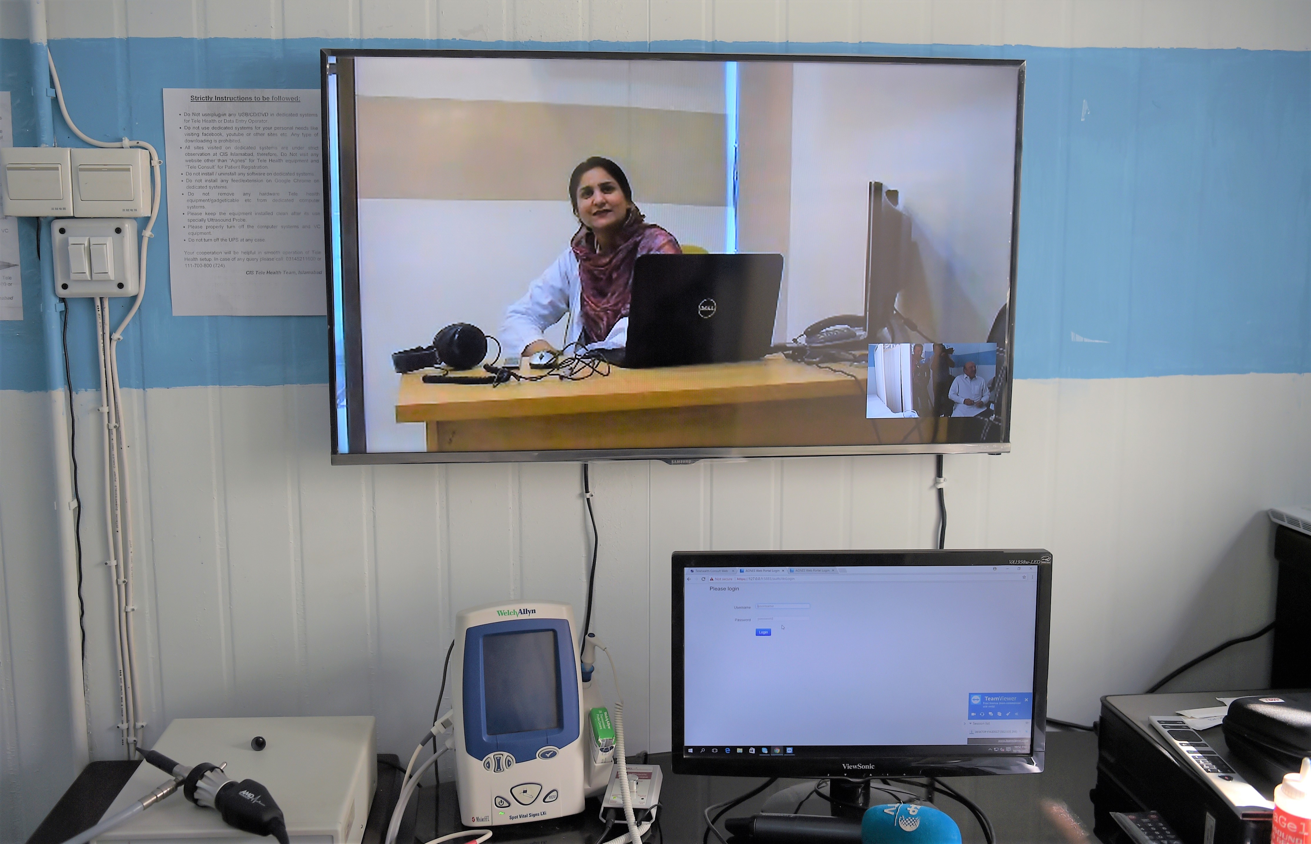 In this file photograph, taken on Oct. 20, 2017, Pakistani doctor Nadia Rasheed speaks to AFP during a Skype interview at a telemedicine online treatment centre run by the government of Khyber Pakhtukhwa in the remote Behali area in Mansehra district. (AFP/File)