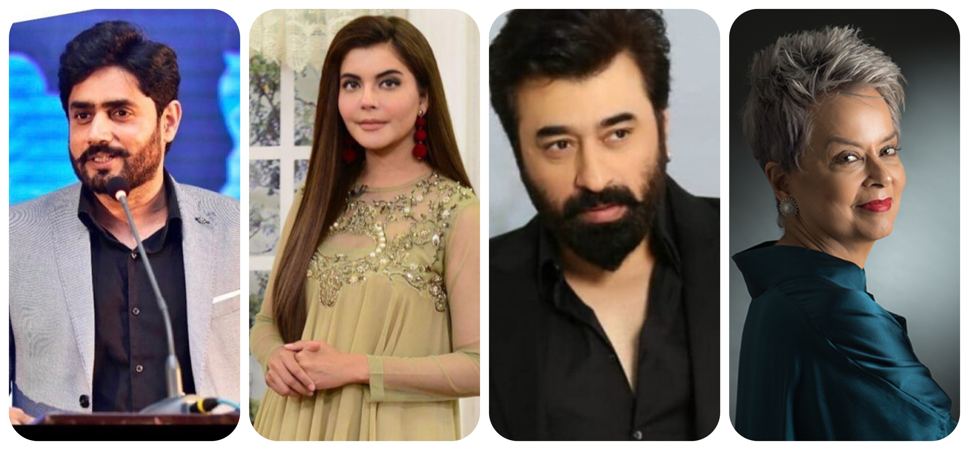 (L to R) Singer Abrar-ul-Haq, Actress/Host Nida Yasir, Actor/Director Yasir Nawaz and Fashion Designer Maheen Khan.