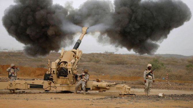 In this file photo, Saudi forces can be seen repelling a Houthi attack in Najran, near the Yemen border. (File photo/ Reuters)