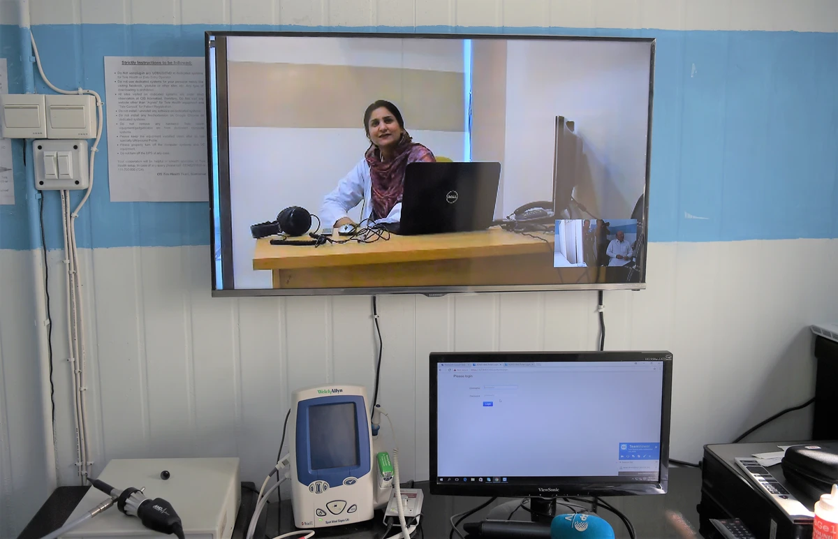 In this file photograph, taken on Oct. 20, 2017, Pakistani doctor Nadia Rasheed speaks to AFP during a Skype interview at a telemedicine online treatment centre run by the government of Khyber Pakhtukhwa in the remote Behali area in Mansehra district. (AFP/File)