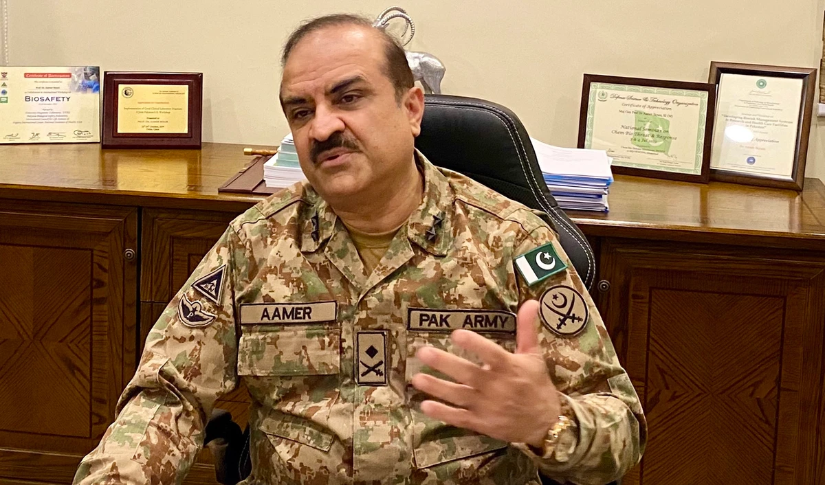 The National Institute of Health’s executive director, Maj-Gen Aamer Ikram, is giving an exclusive interview to Arab News in Islamabad on July 13, 2020. (AN Photo)