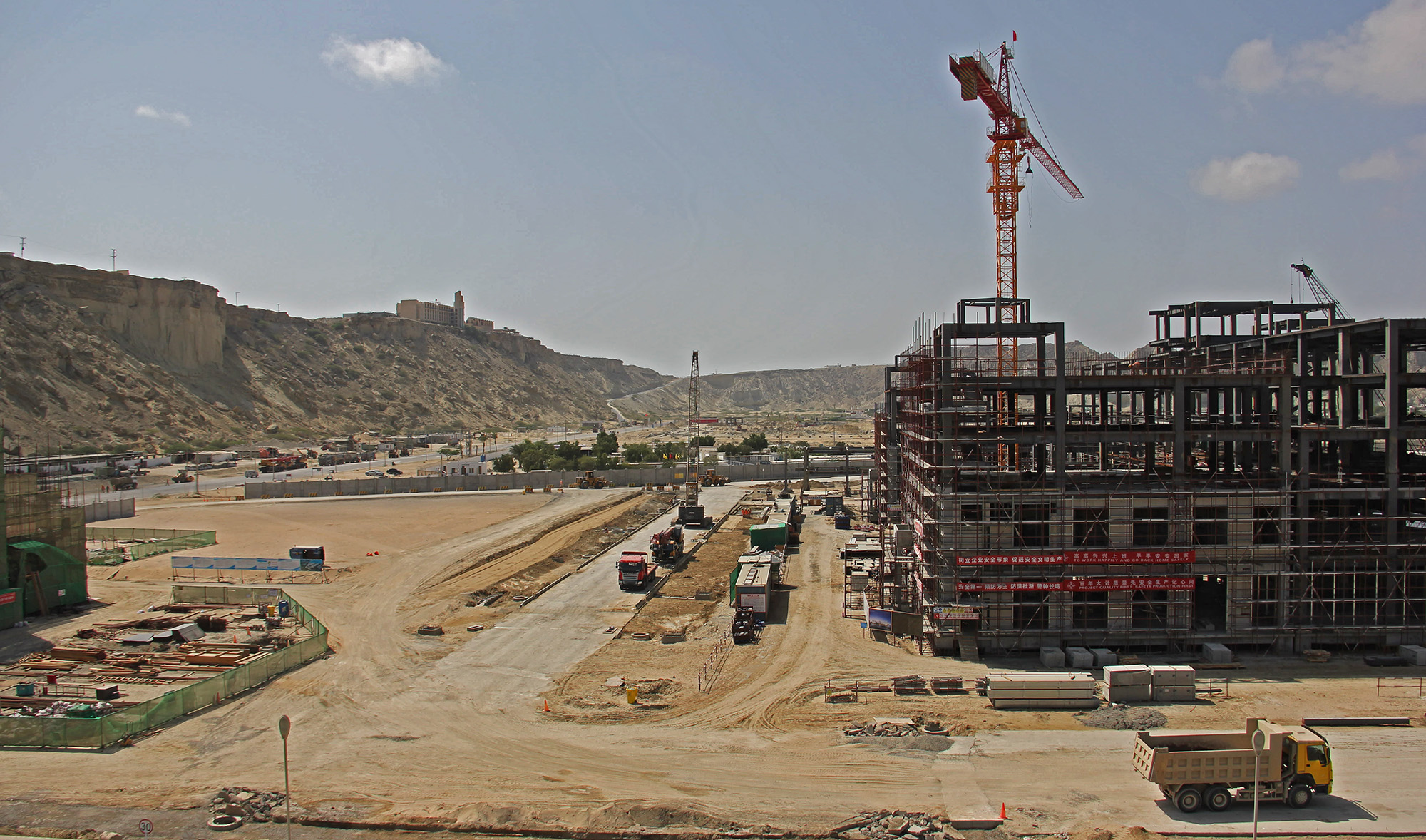 Construction work taking place in the port of Gwadar, Balochsitan, in the southernmost tip of Pakistan, on Oct. 4, 2017. (AP/File)