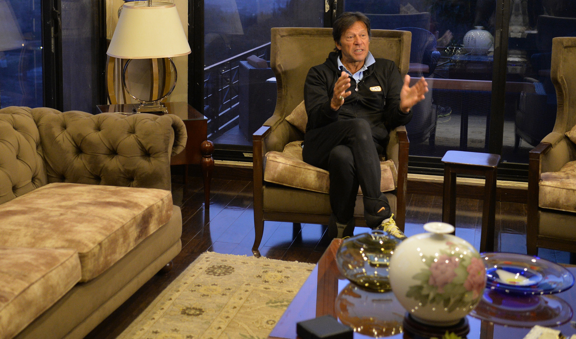 Pakistan Prime Minister Imran Khan speaks during an interview with AFP at his home in Islamabad on Feb. 5, 2018. (AFP/File)