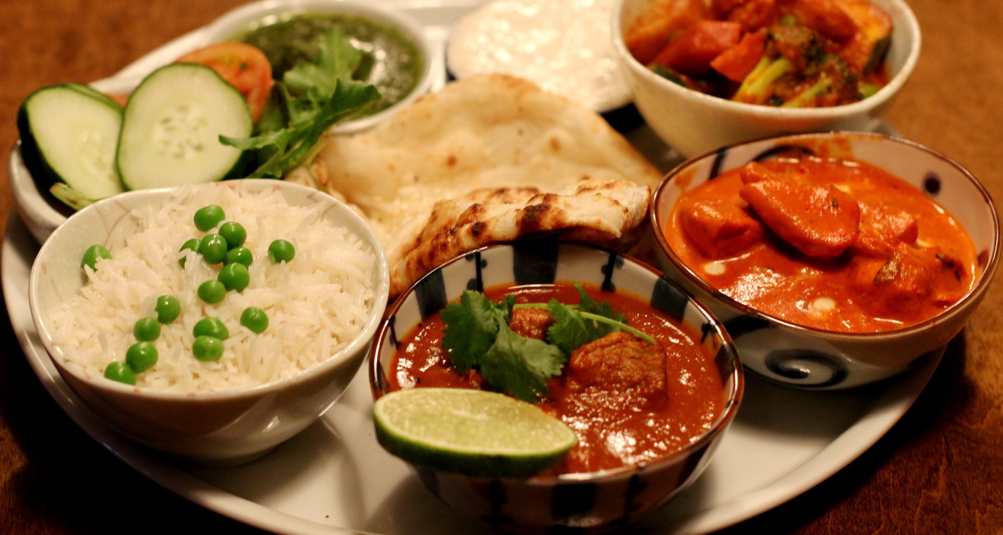 This undated photo shows a traditional Indian thaali (platter) with an assortment of dishes. Many Indians use Shan Foods spice mixes without knowing the Pakistani origin of the brand. Shan Foods is sold in 65 different countries across the world, including neighboring India. (Photo courtesy: indian-by-nature.com)