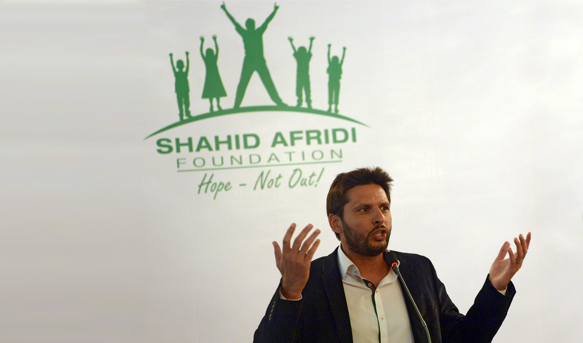 Pakistani cricketer Shahid Afridi speaks during a press conference for the launch of his charity foundation in Karachi on June 27, 2014. (AFP/File)