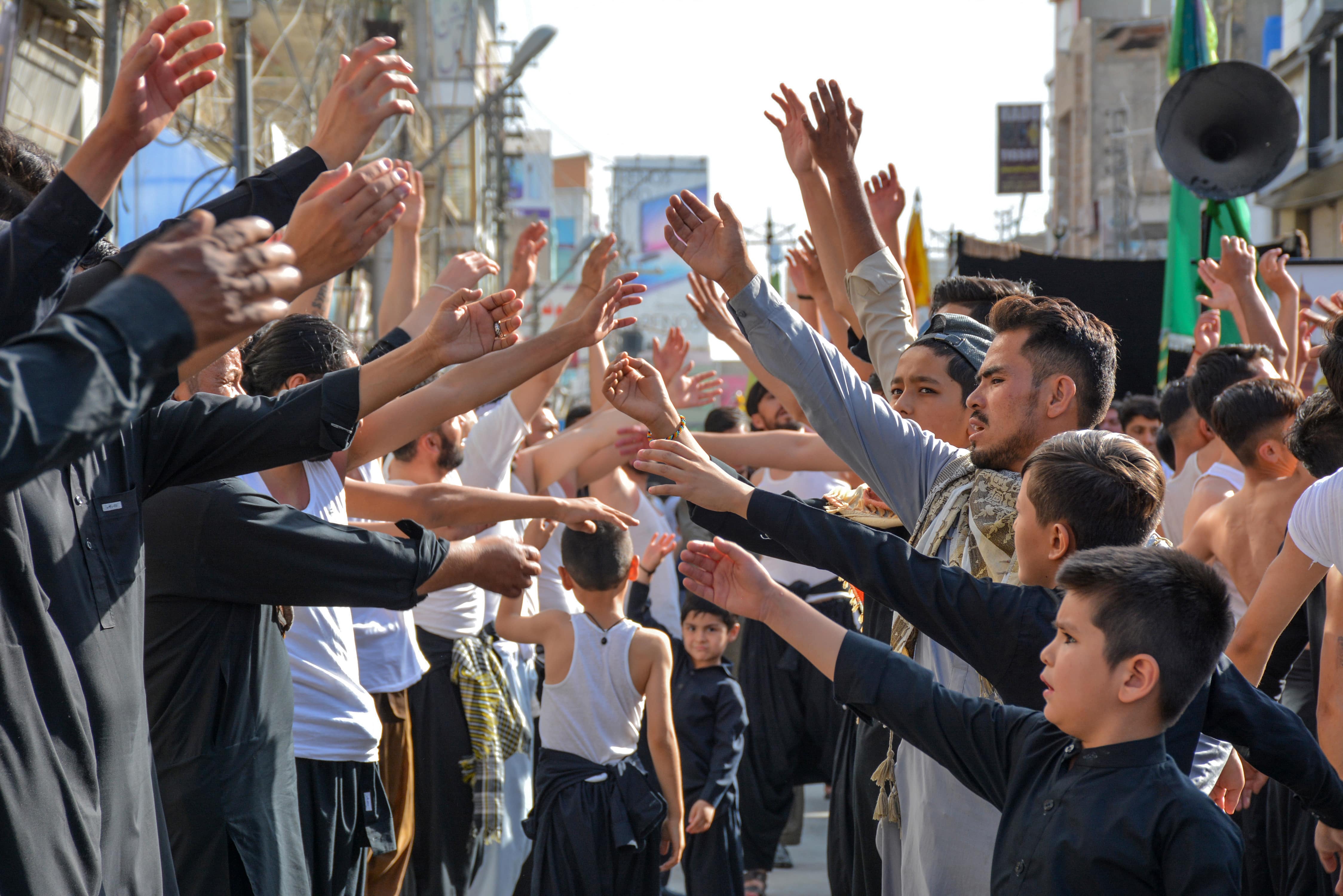 Shiite Muslims take part in a ritual religious procession ahead of Ashura commemorations in Quetta on August 27, 2020. (AFP)