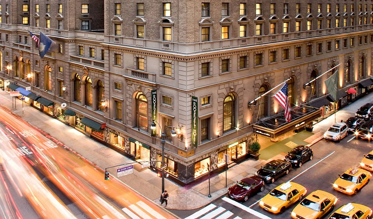 This undated file photo shows a street view of the Roosevelt Hotel in New York City, United States. (Photo courtesy: Roosevelt Hotel)