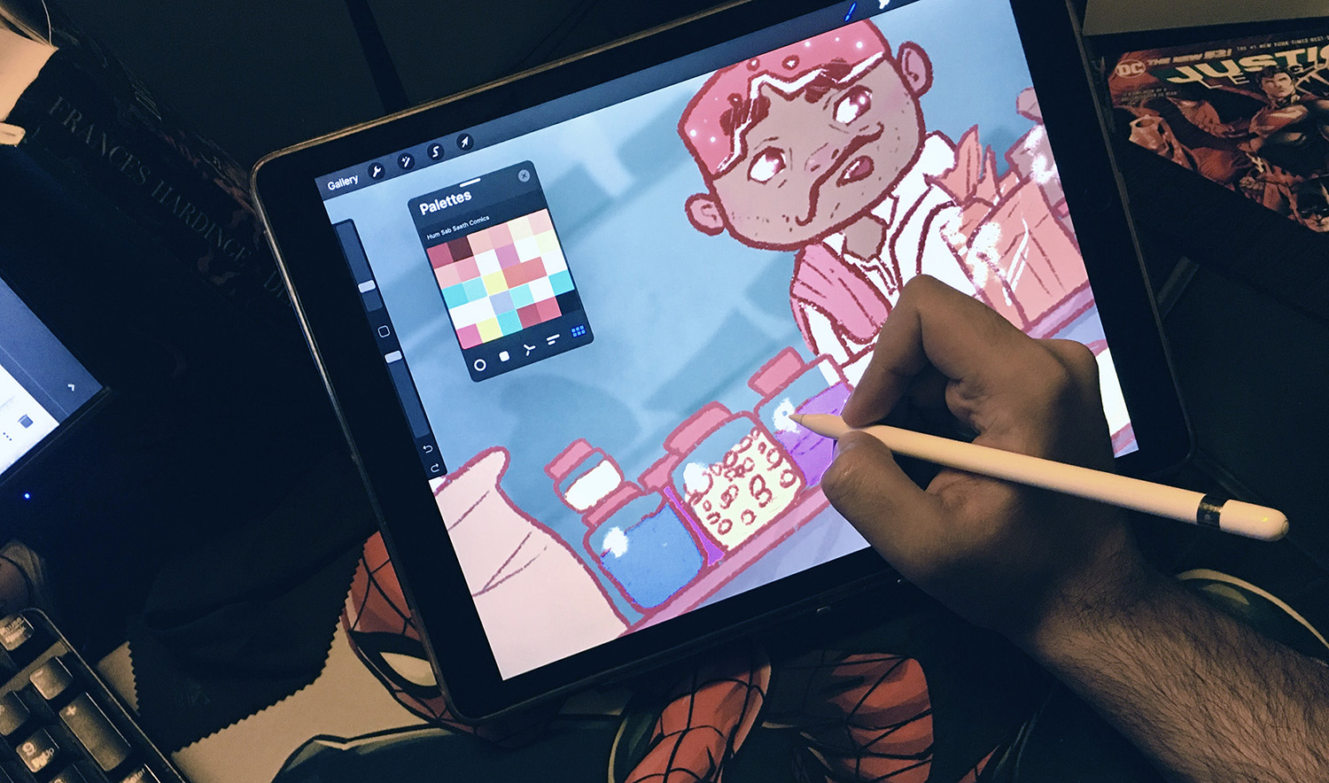 Umair Najeeb Khan illustrates a page of the "Little Master" comic book in Islamabad on Sept. 19, 2020. (Photo courtesy of Umair Najeeb Khan via AN)