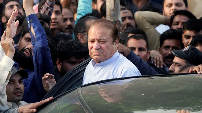 In this file photo, former Prime Minister Nawaz Sharif arrives to attend funeral services for his wife, Kulsoom, in Lahore on Sept. 14, 2018. (REUTERS/File)