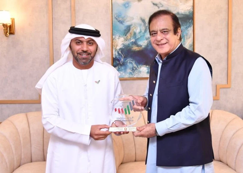 Pakistan’s information minister Shibli Faraz meets UAE ambassador to Pakistan Hamad Obaid Al-Zaabi in Islamabad, Pakistan, on September 16, 2020. (Photo courtesy: UAE Embassy in Islamabad)