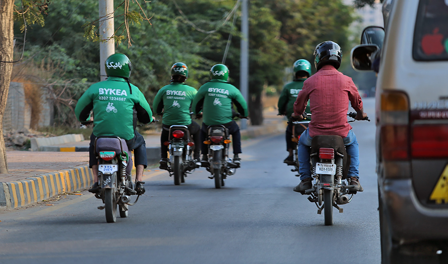 This undated file photo shows Bykea riders on the streets in Pakistan. (Photo courtesy: TechCrunch)