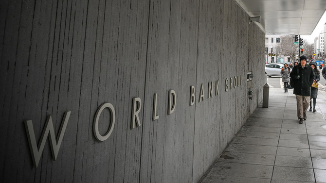 A person walks by the building of the The World Bank Group in Washington on Jan. 17, 2019. (AFP/File)
