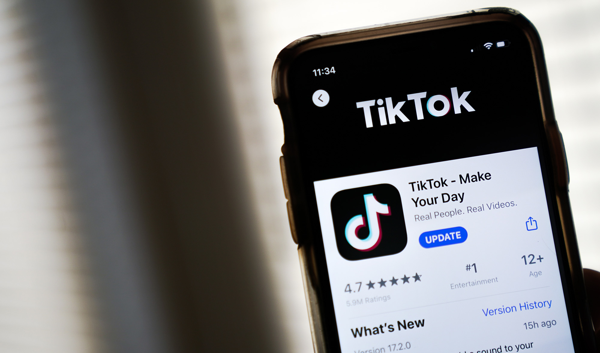 In this photo illustration, the download page for the TikTok app is displayed on an Apple iPhone on Aug. 7, 2020 in Washington, DC. (AFP/File)