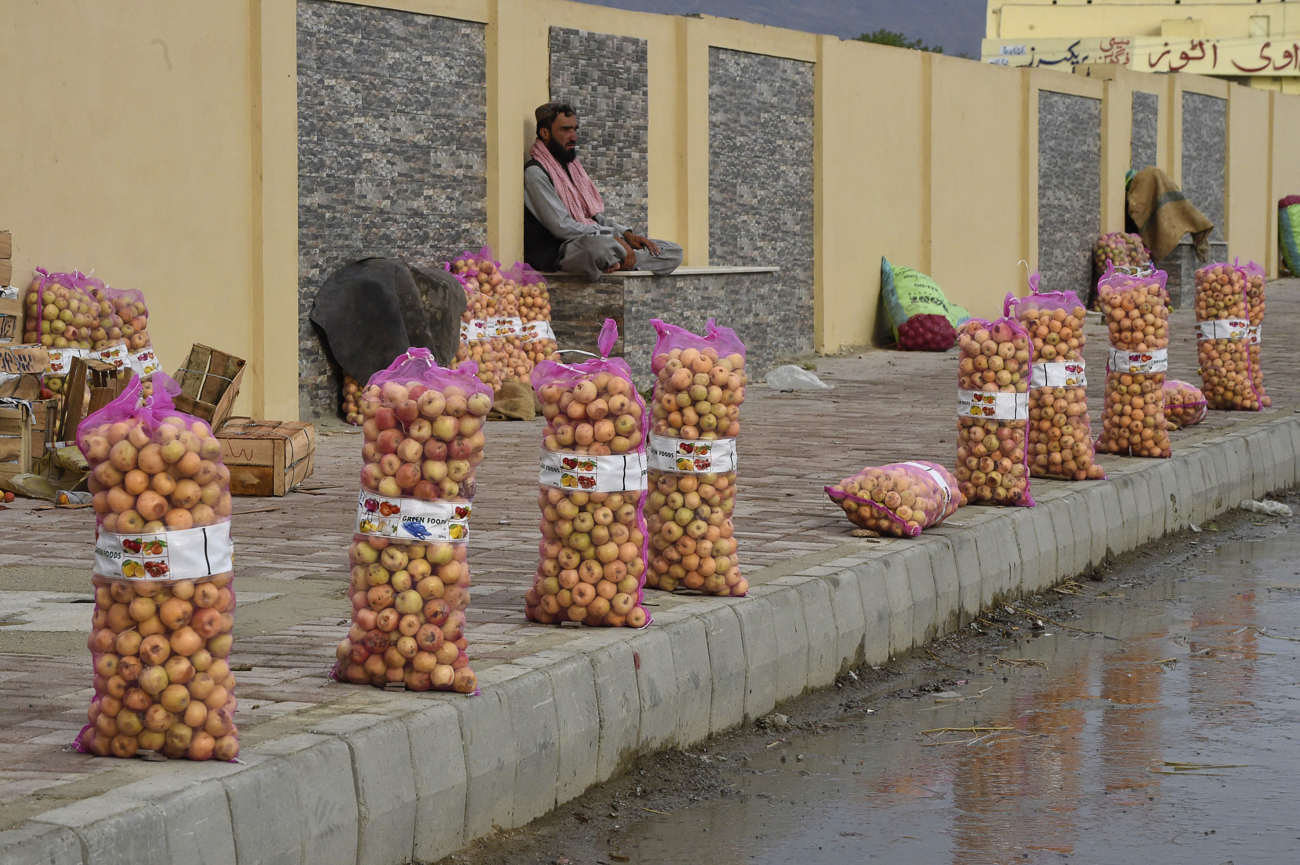 Vendors sell apples on a street in Quetta in Balochistan province, Pakistan on July 26, 2020. (AFP / File Photo)