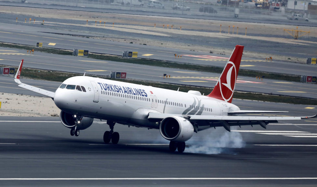 In this undated photograph, a Turkish Airlines Airbus A321neo plane lands at the Istanbul Airport. (REUTERS/File)