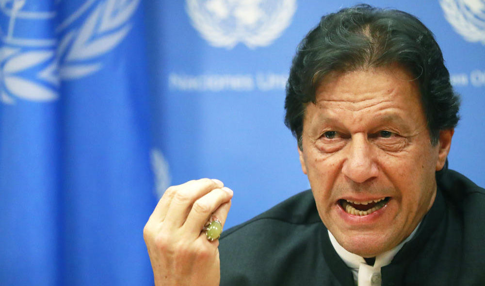Pakistan's Prime Minister Imran Khan speaks during a news conference held on the sidelines of the 74th session of the United Nations General Assembly at UN headquarters in New York City on Sept. 24, 2019. (REUTERS/File)