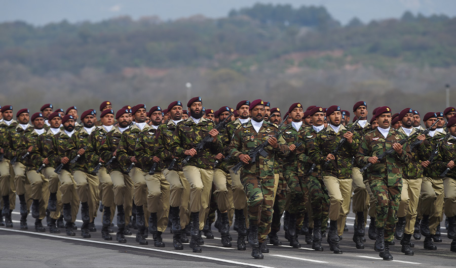 Pakistan Special Service Group commandos march during the Pakistan Day parade in Islamabad on March 23, 2019. (AFP)