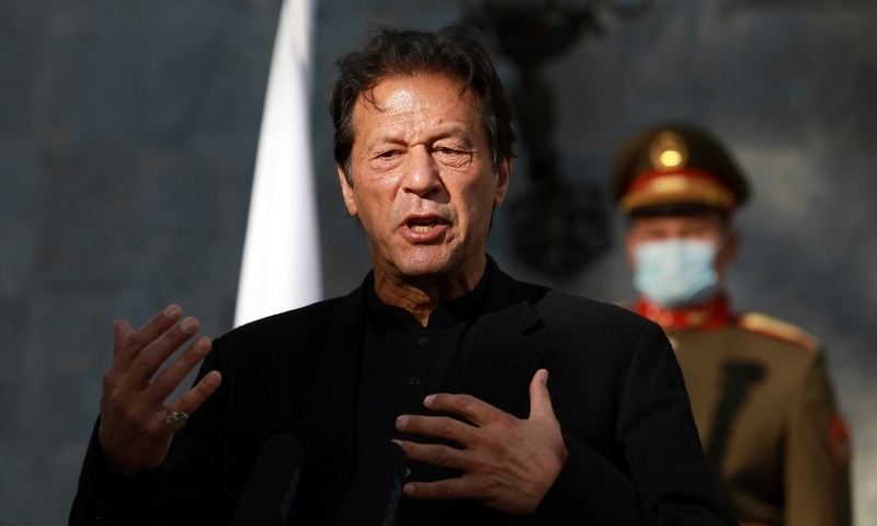 Pakistan's Prime Minister Imran Khan speaks during a news conference in Kabul, Afghanistan, November 19, 2020. (AP/File)
