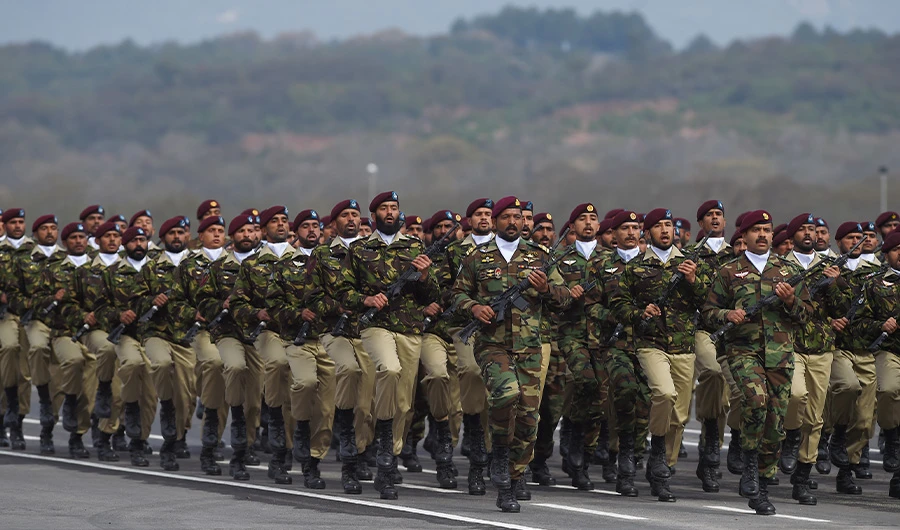 Pakistan Special Service Group commandos march during the Pakistan Day parade in Islamabad on March 23, 2019. (AFP)