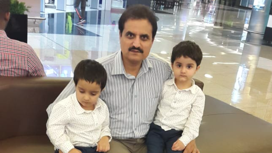 This picture of Dr. Mohammed Usman was taken with his two sons in April 2019. The 56-year-old general practitioner from Pakistan contracted the coronavirus while treating patients at a small clinic in Abu Dhabi and passed away in May 2020. (Picture courtesy: Alia Usman)