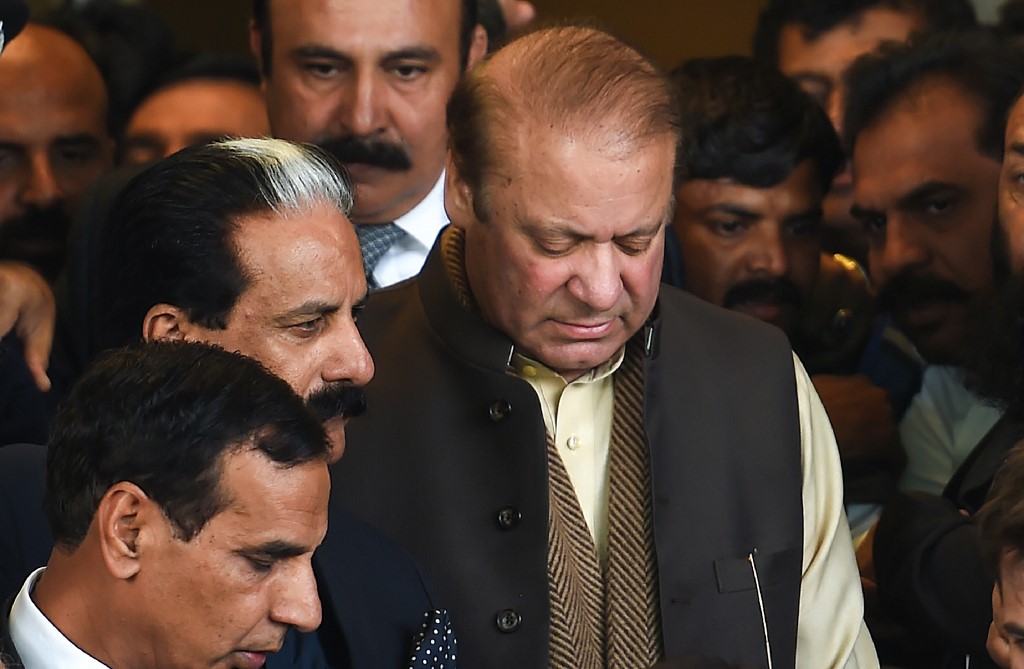 Former Pakistani prime minister Nawaz Sharif leaves the Supreme Court building in Islamabad on December 4, 2018. (AFP/File)