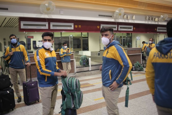 Pakistan's cricket players photographed at airport before leaving for New Zealand on November 23, 2020. (Photo Courtesy: PCB)